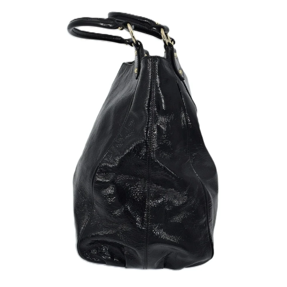 Charles David Hobo Bag Womens Large Black Patent Leather EUC Gold Hardware‎